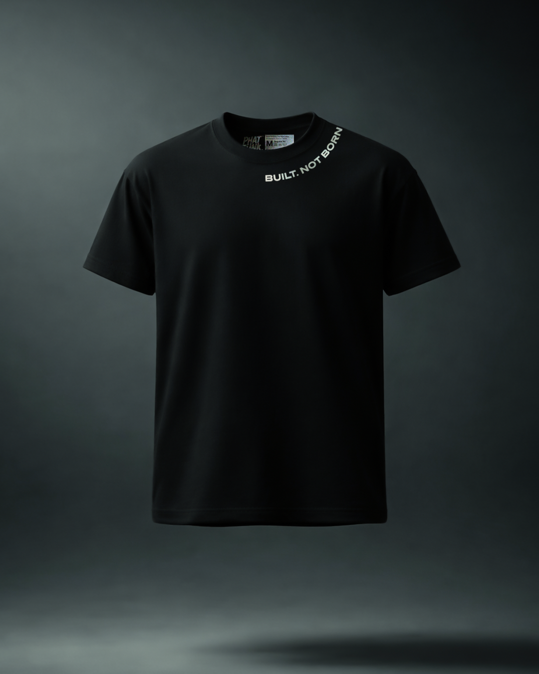 PHATFUNK® BUILT, NOT BORN - Black Minimal Regular Fit Tshirt-2