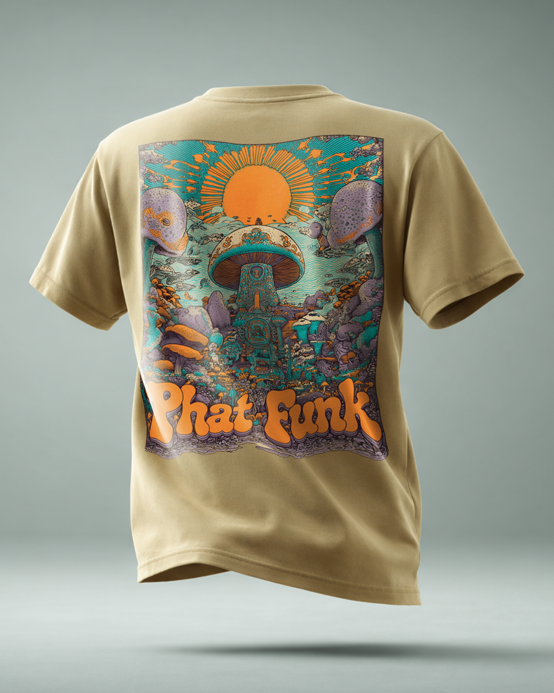 PHATFUNK® MUSHROOM - Regular fit Taupe Graphic Tshirt