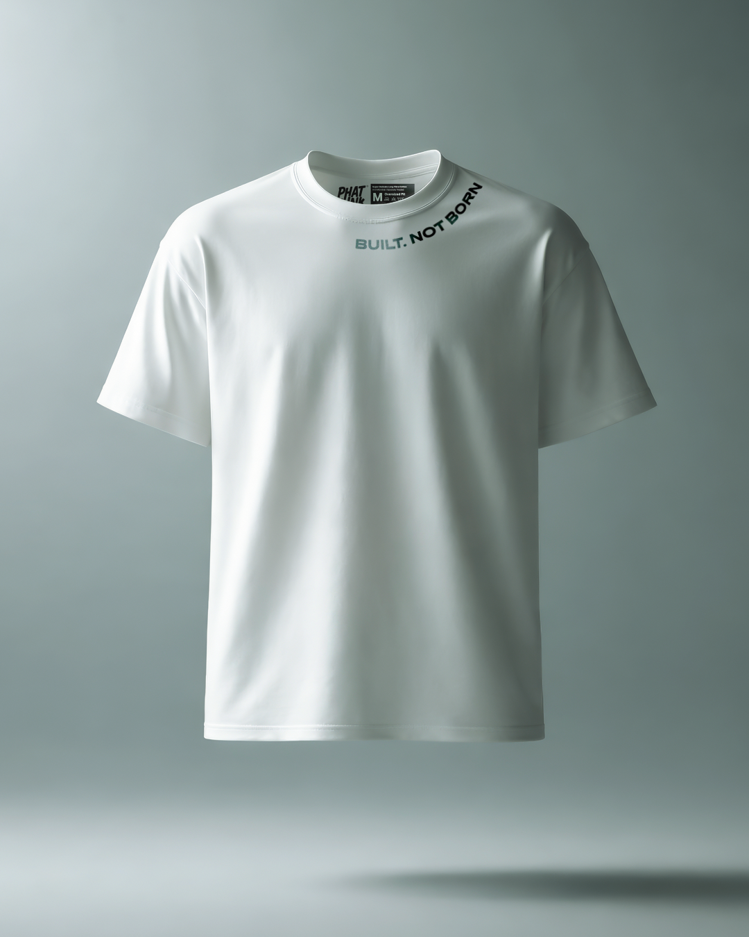 PHATFUNK® BUILT, NOT BORN - White Minimal Regular Fit Tshirt