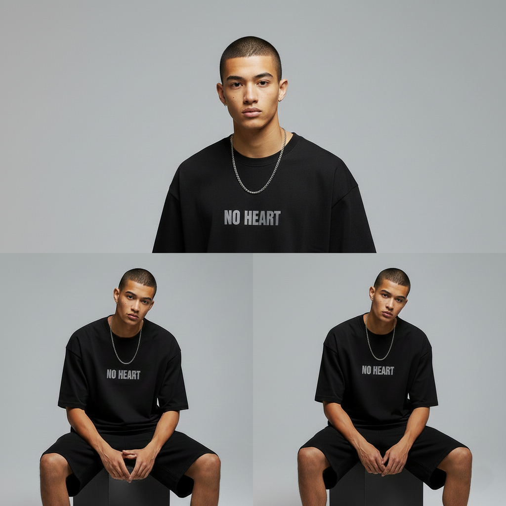 PHATFUNK® NO ART / NO HEART - Oversized Black Tshirt