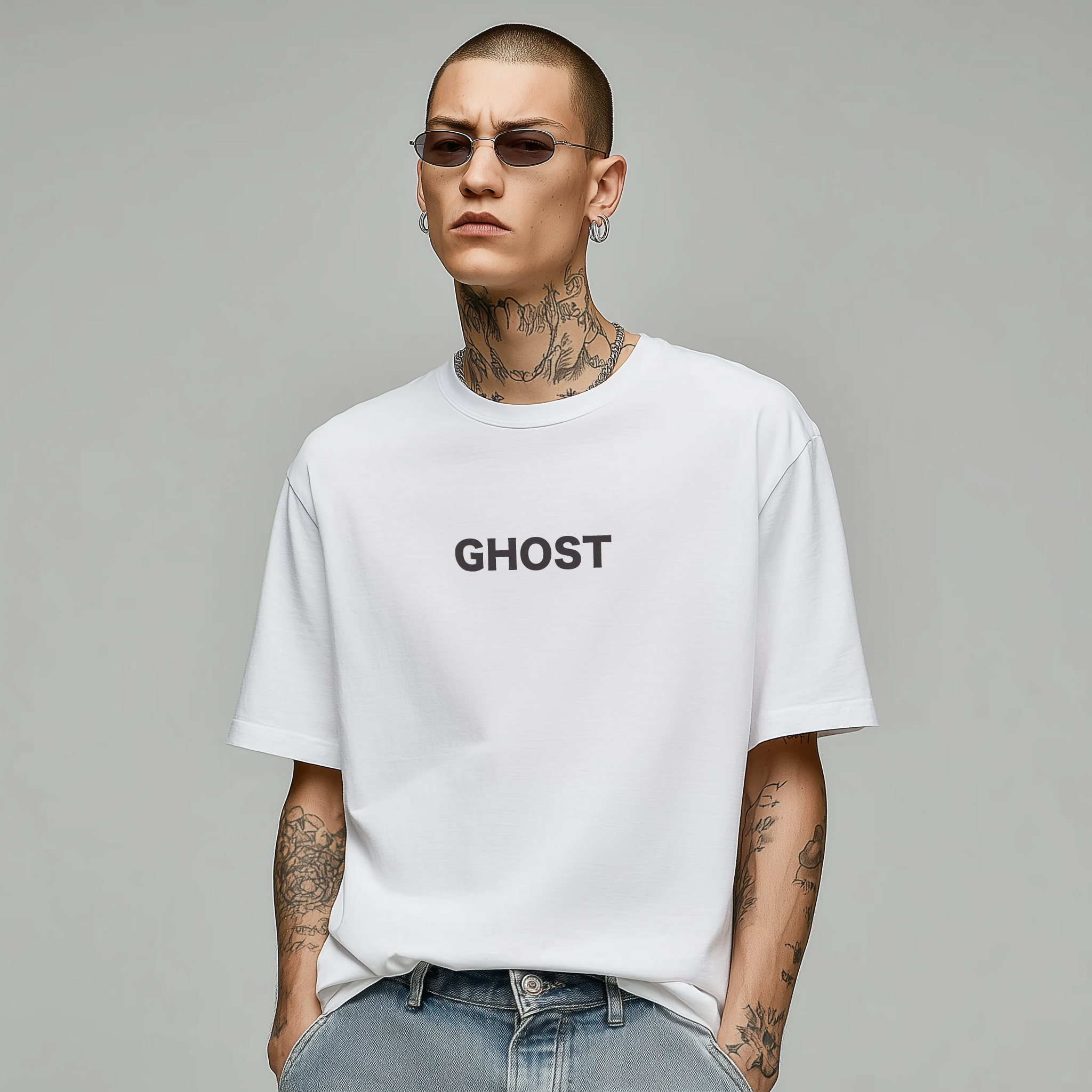 PHATFUNK® The Ghost Oversized Graphic T-Shirt - White | Men’s Premium Streetwear Tee