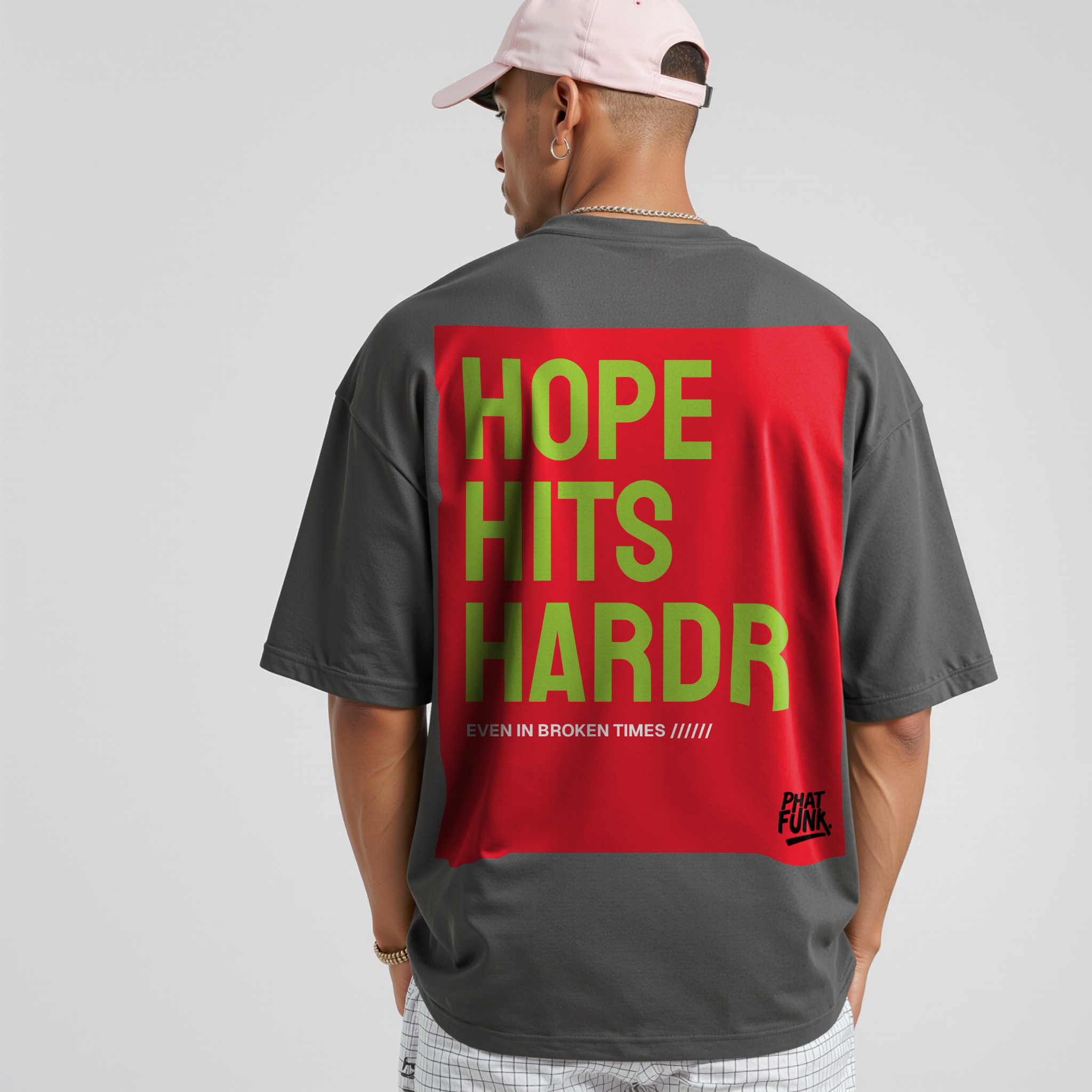 HOPE HITS HARD® TEE Oversized T-shirt Grey