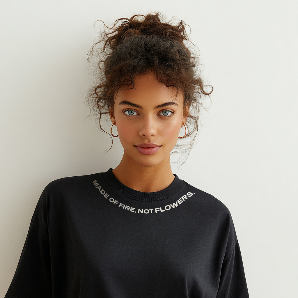 PHATFUNK® MADE OF FIRE, NOT FLOWERS - Oversized Black Tshirt