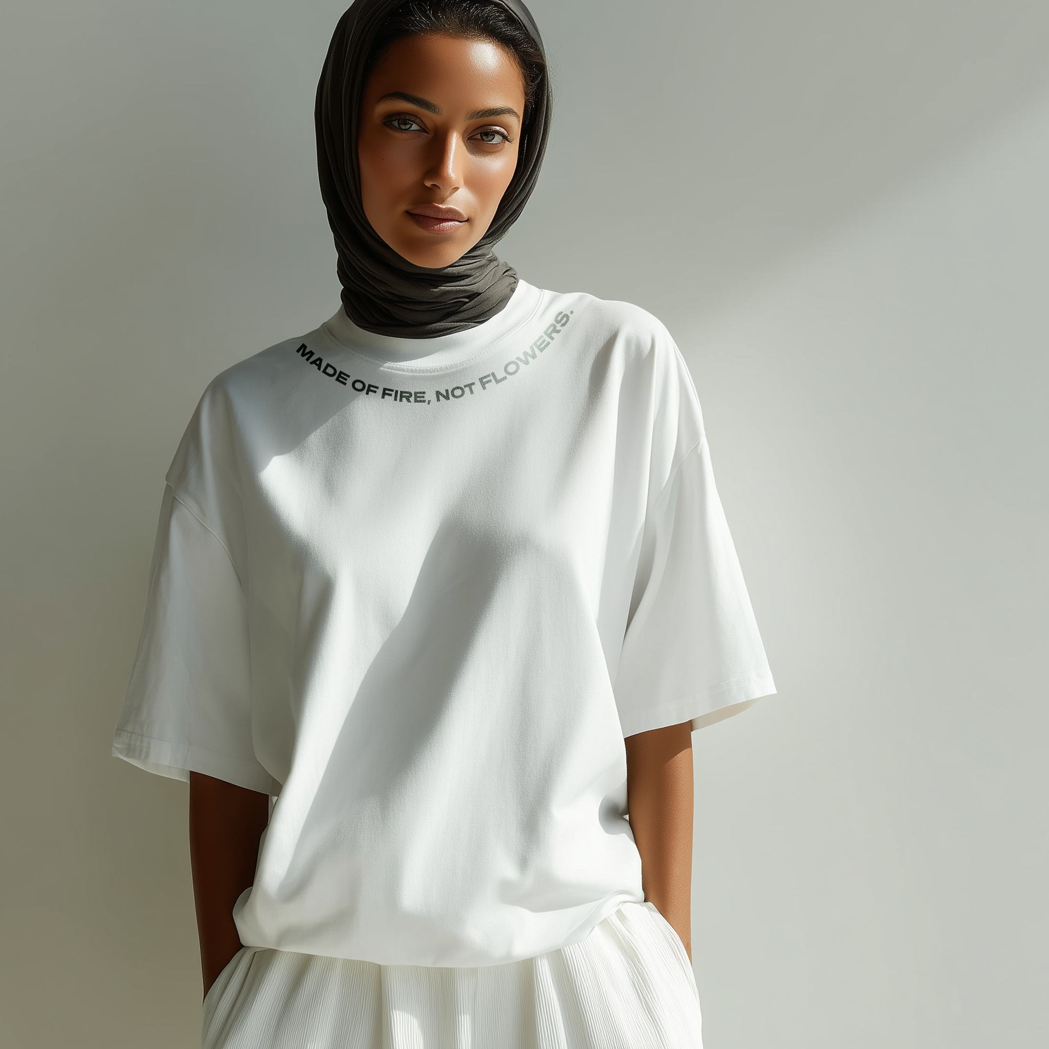 PHATFUNK® MADE OF FIRE, NOT FLOWERS - Oversized White Tshirt