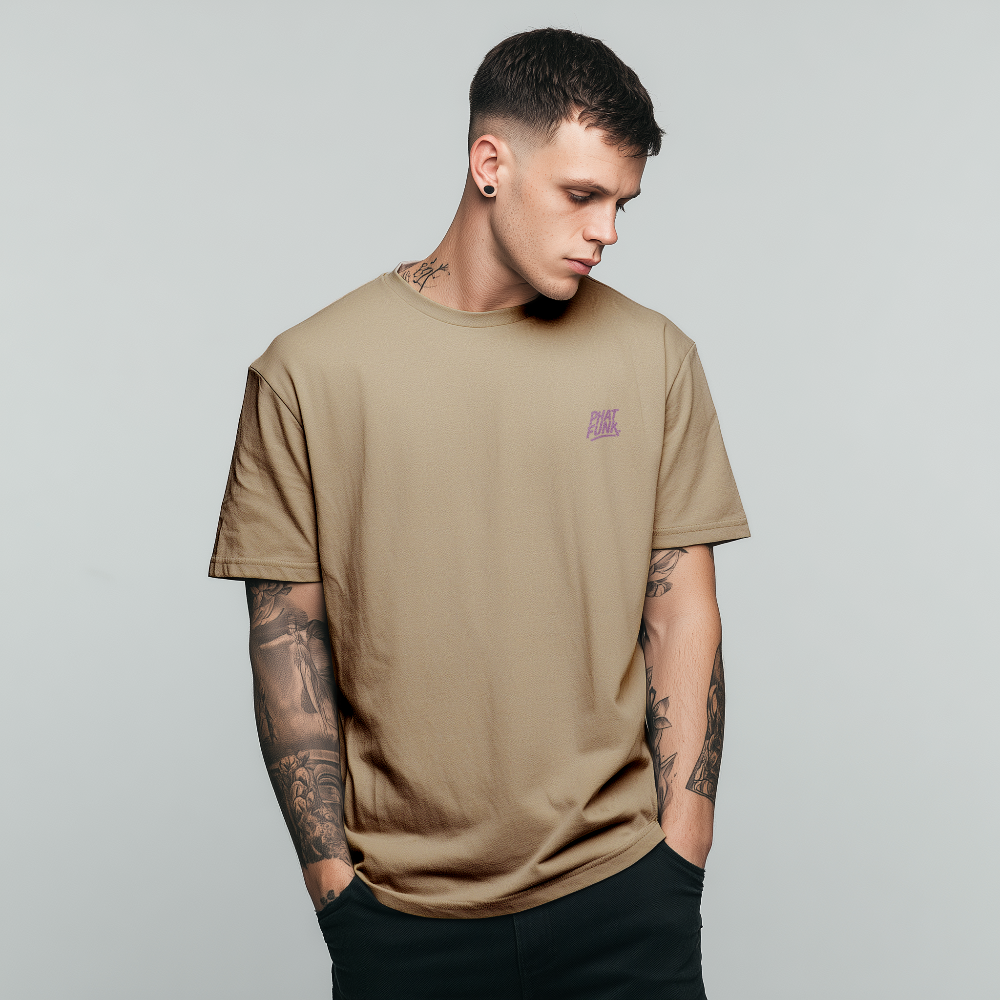 PHATFUNK® MUSHROOM - Regular fit Taupe Graphic Tshirt
