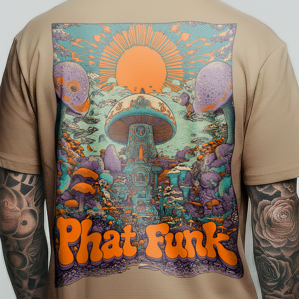 PHATFUNK® MUSHROOM - Regular fit Taupe Graphic Tshirt