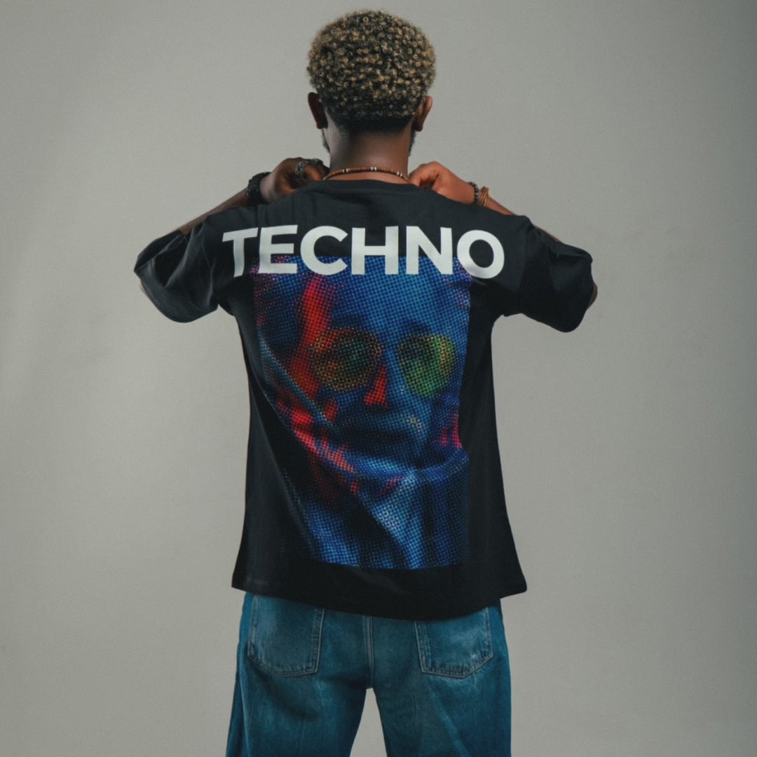 PHATFUNK® TECHNO - Oversized Black Tshirt-1
