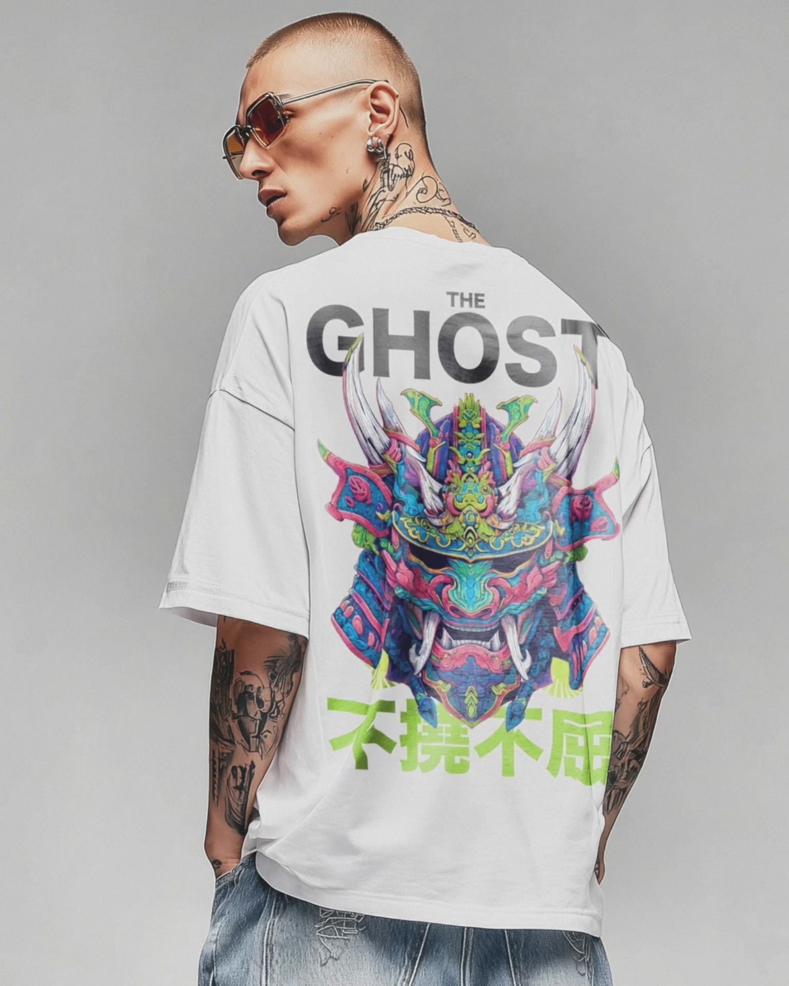 PHATFUNK® The Ghost Oversized Graphic T-Shirt - White | Men’s Premium Streetwear Tee-5